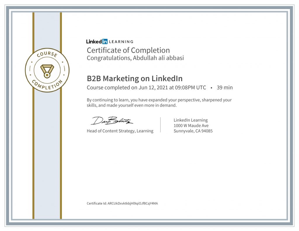 LinkedIn Certification - B2B Marketing and SEO