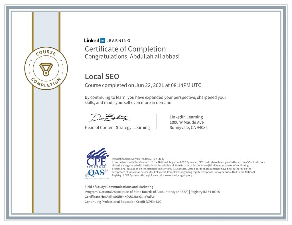 LinkedIn Certification - Local SEO