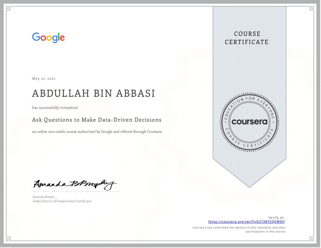 Google Certified Data Scientist in Pakistan